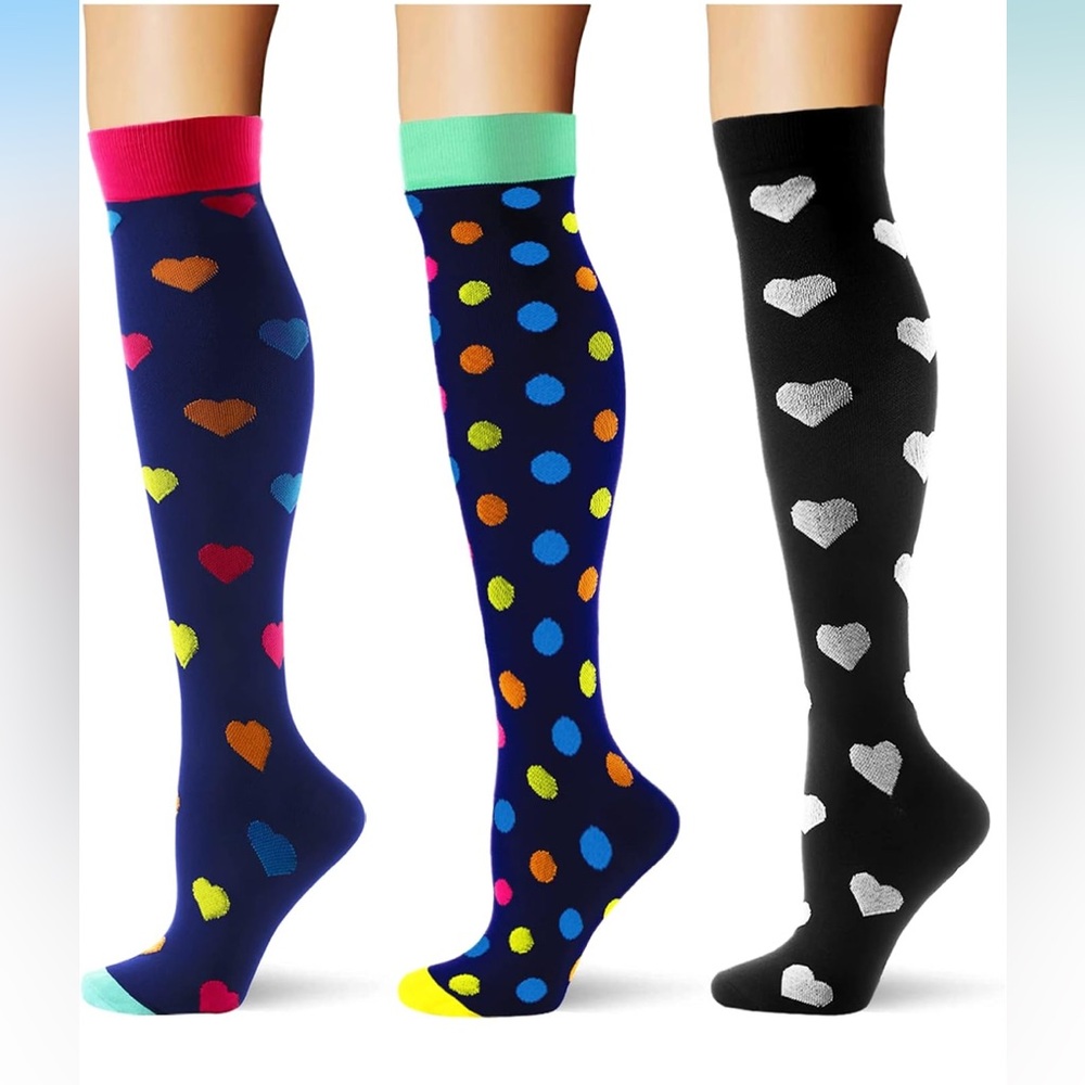 3 pairs Compression Socks 20-30 mmHg Long Socks for Women and Men s/m..(NWT)